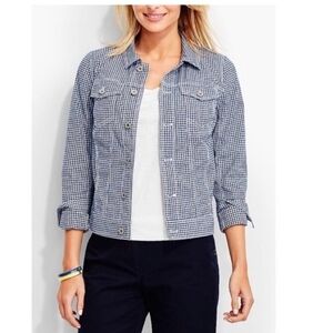 Talbots Navy Check Jean Jacket Size Mp